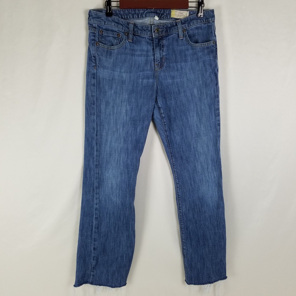 Vintage Gap Flare‎ Jeans Womens Size 10L Blue Y2K Raw Hem Stretch Denim 10 Long